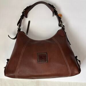 Dooney & Bourke VTG  East West Slouch Shoulder Bag Purse Brown Pebble Leather